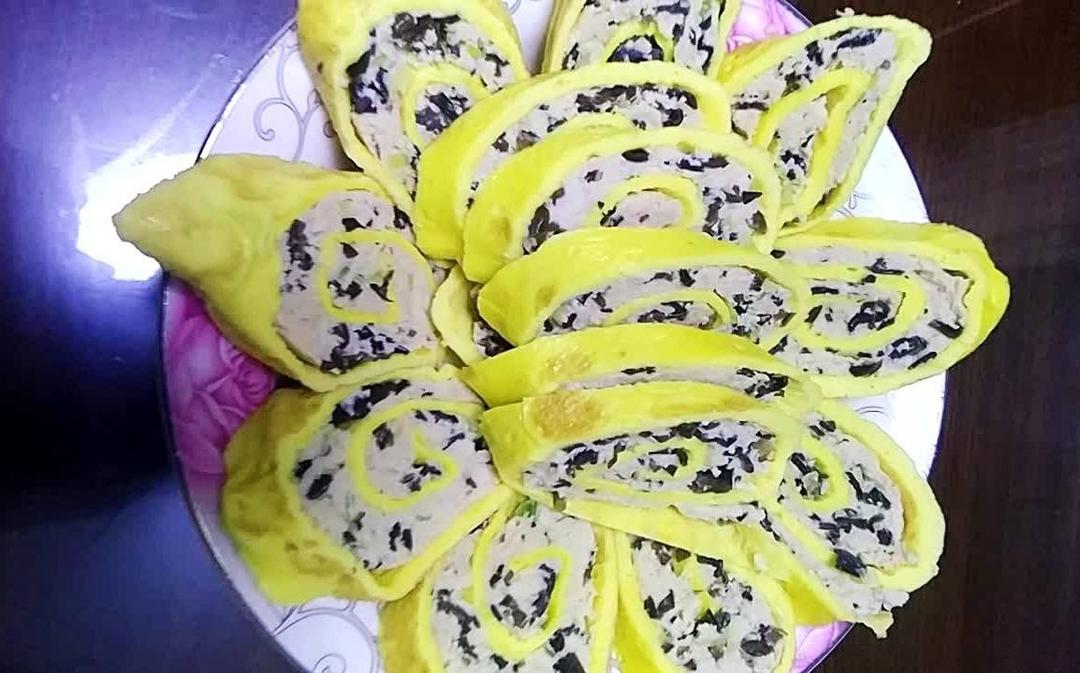 老爸的手艺---蒸肉蛋卷