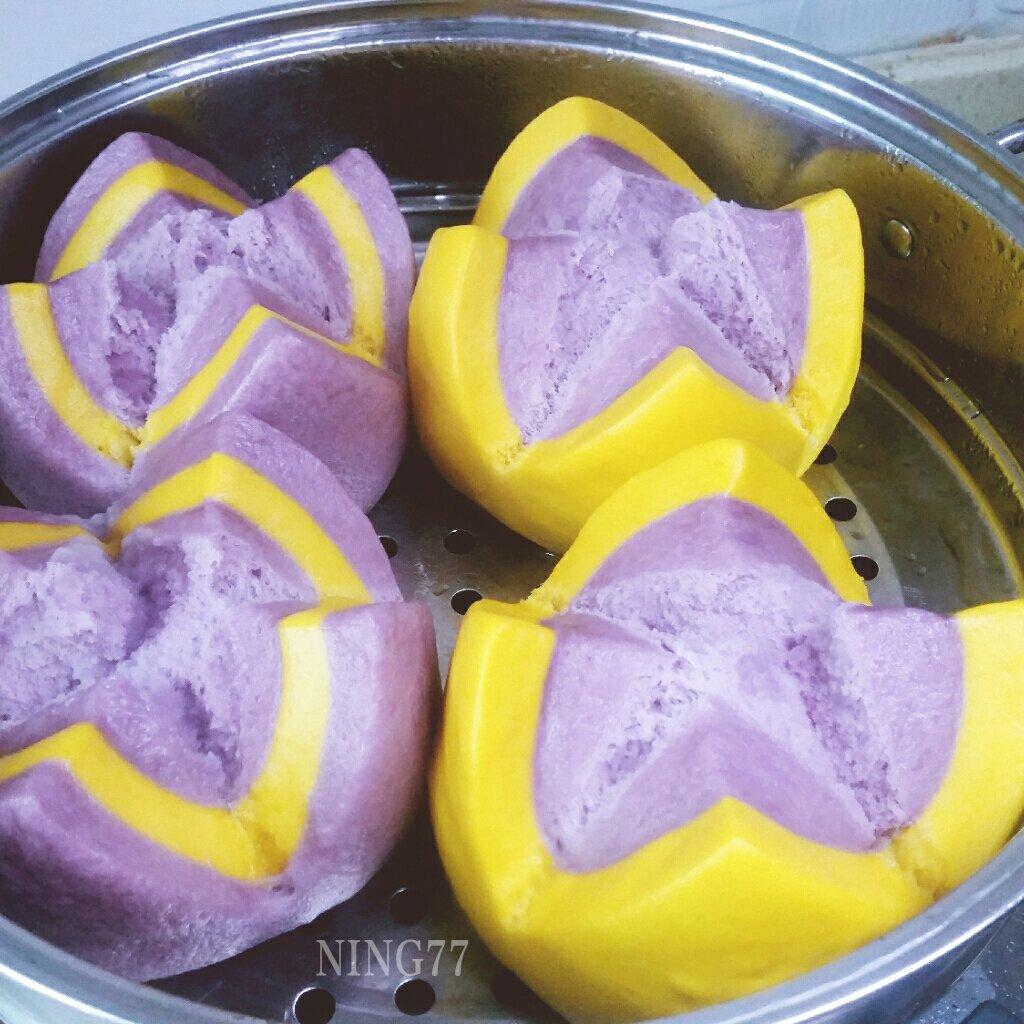 墨金ning做的双色开花馒头