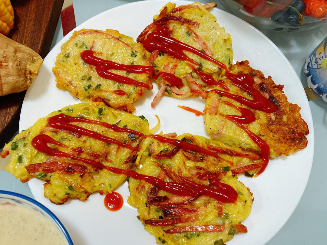 免揉面好吃到爆土豆火腿饼