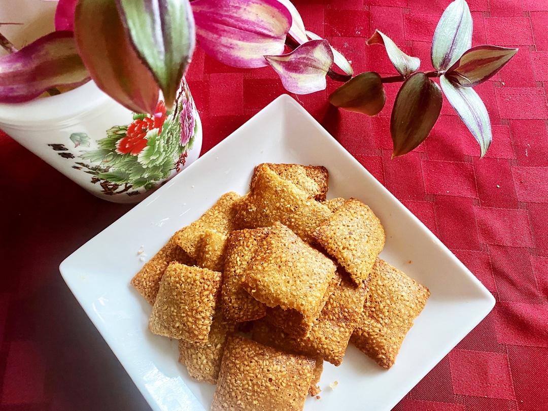 手残党 零失败瓦片酥～消耗蛋清/蛋白-芝麻薄脆 快手宝宝小零食