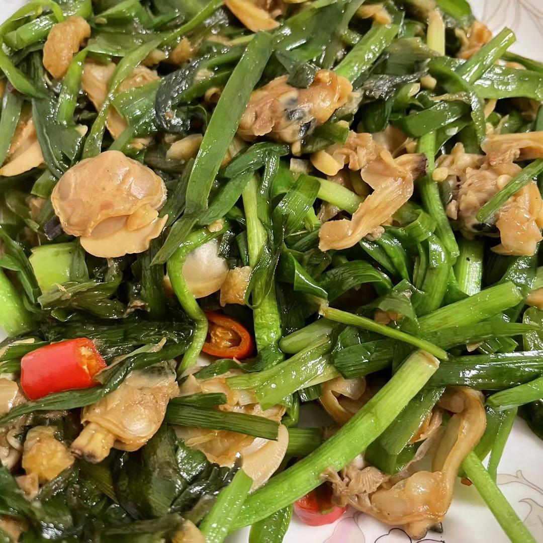 韭菜炒花蛤肉
