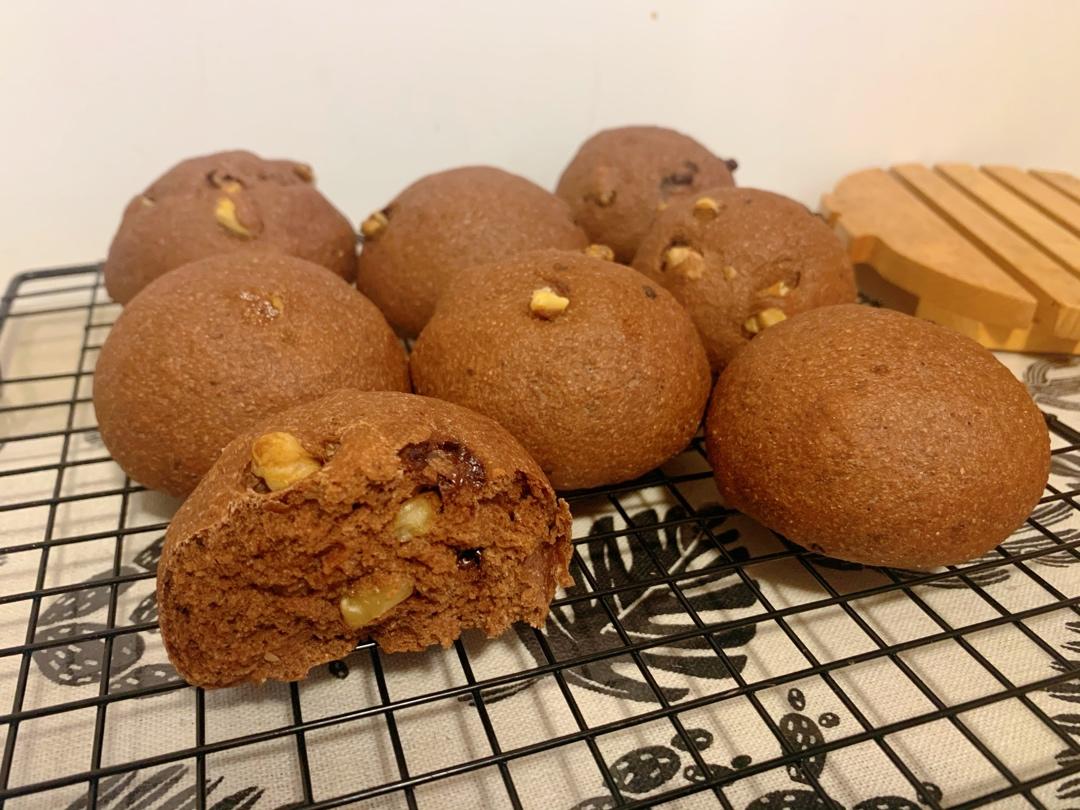 巧克力核桃全麦餐包 100%全麦