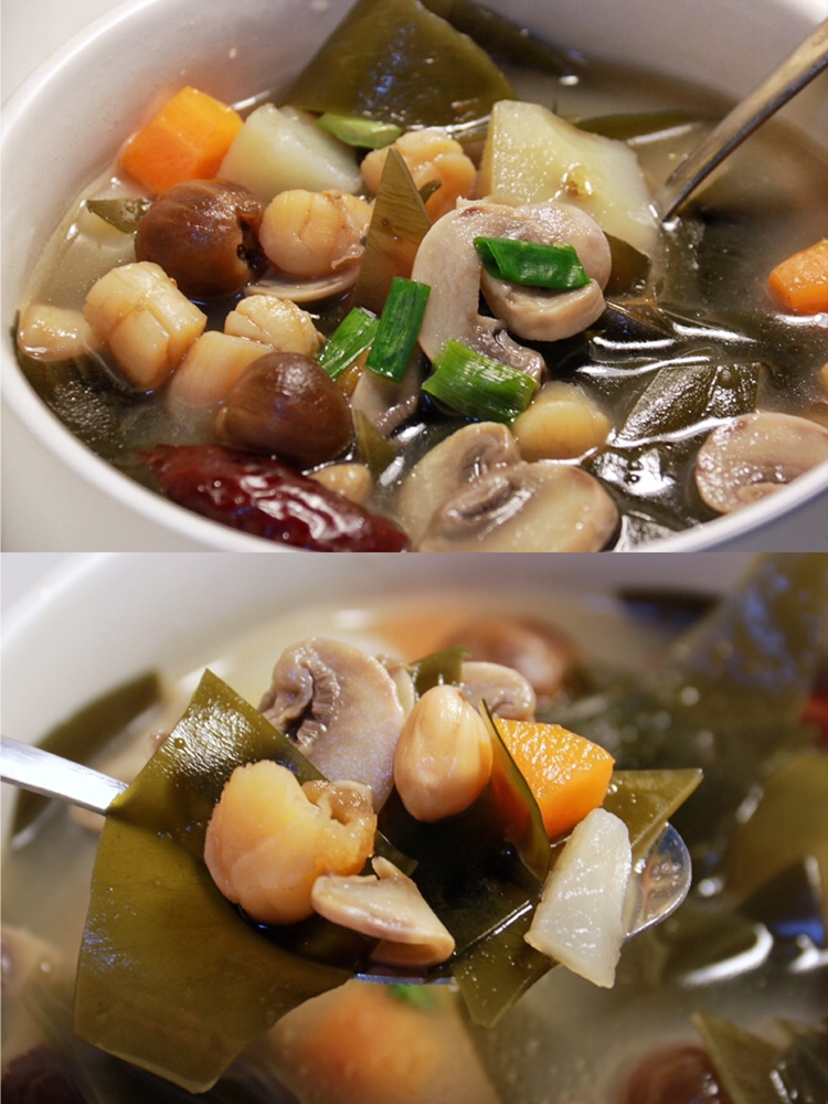 健康低卡—用料满满&快手干贝海带口蘑汤的做法