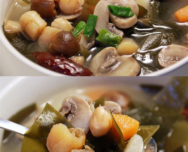 健康低卡—用料满满&快手干贝海带口蘑汤的做法