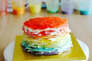彩虹千层蛋糕 彩虹可丽饼(Mille Crepe Cake)的做法 步骤15
