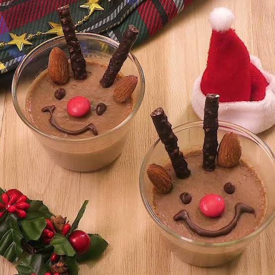 圣诞巧克力布丁（无烤箱版）红鼻子麋鹿