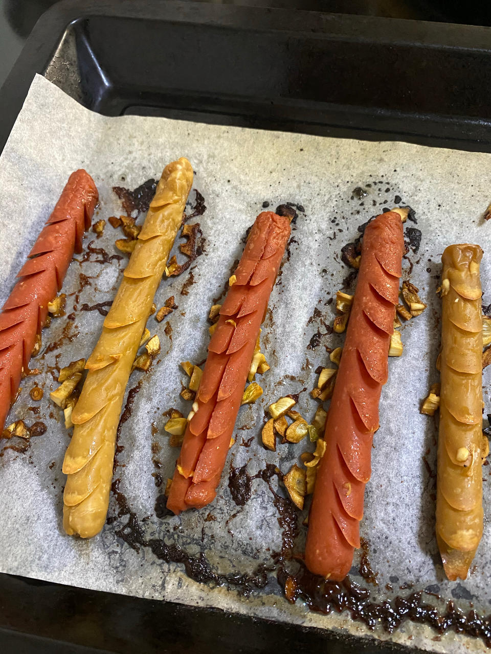 少油版❗️烤箱烤火腿肠