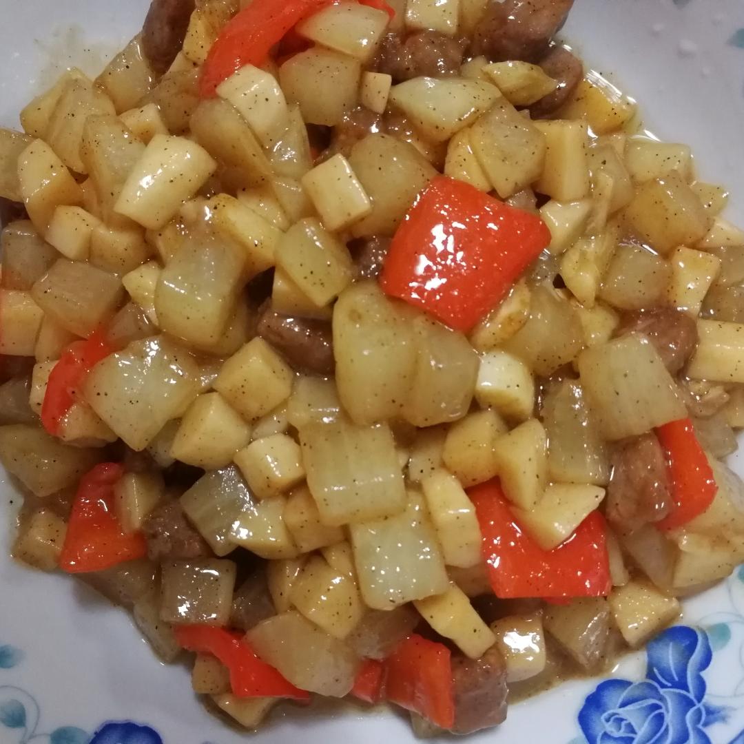 家常菜~杏鲍菇烧牛肉粒