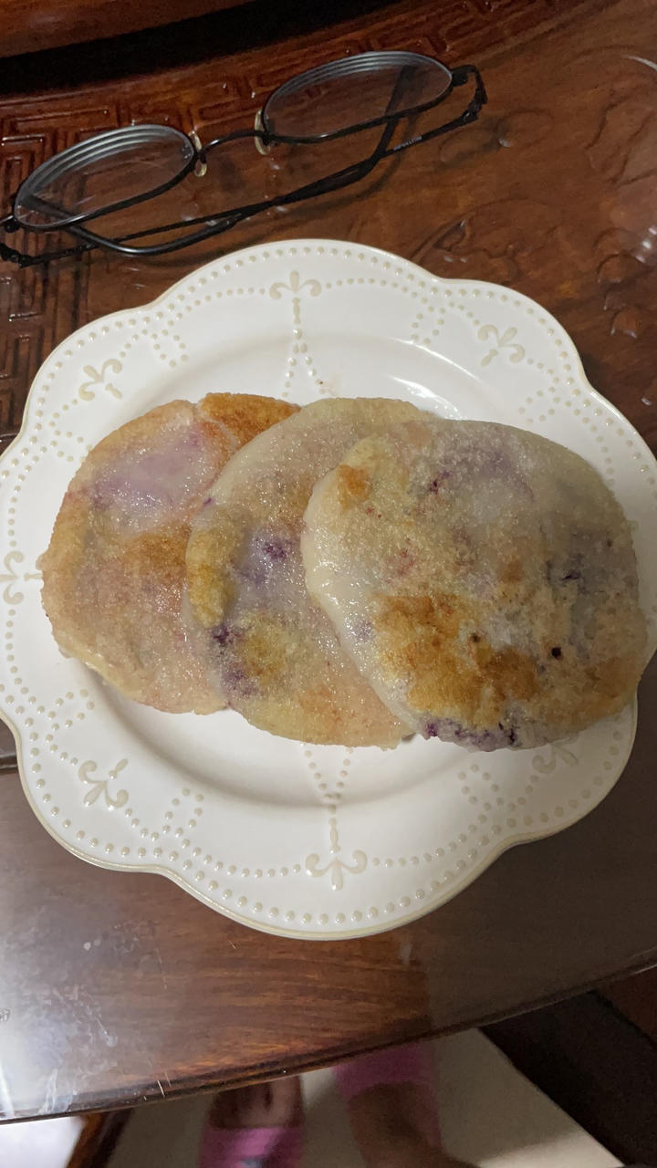 超好吃的烫面紫薯饼饼