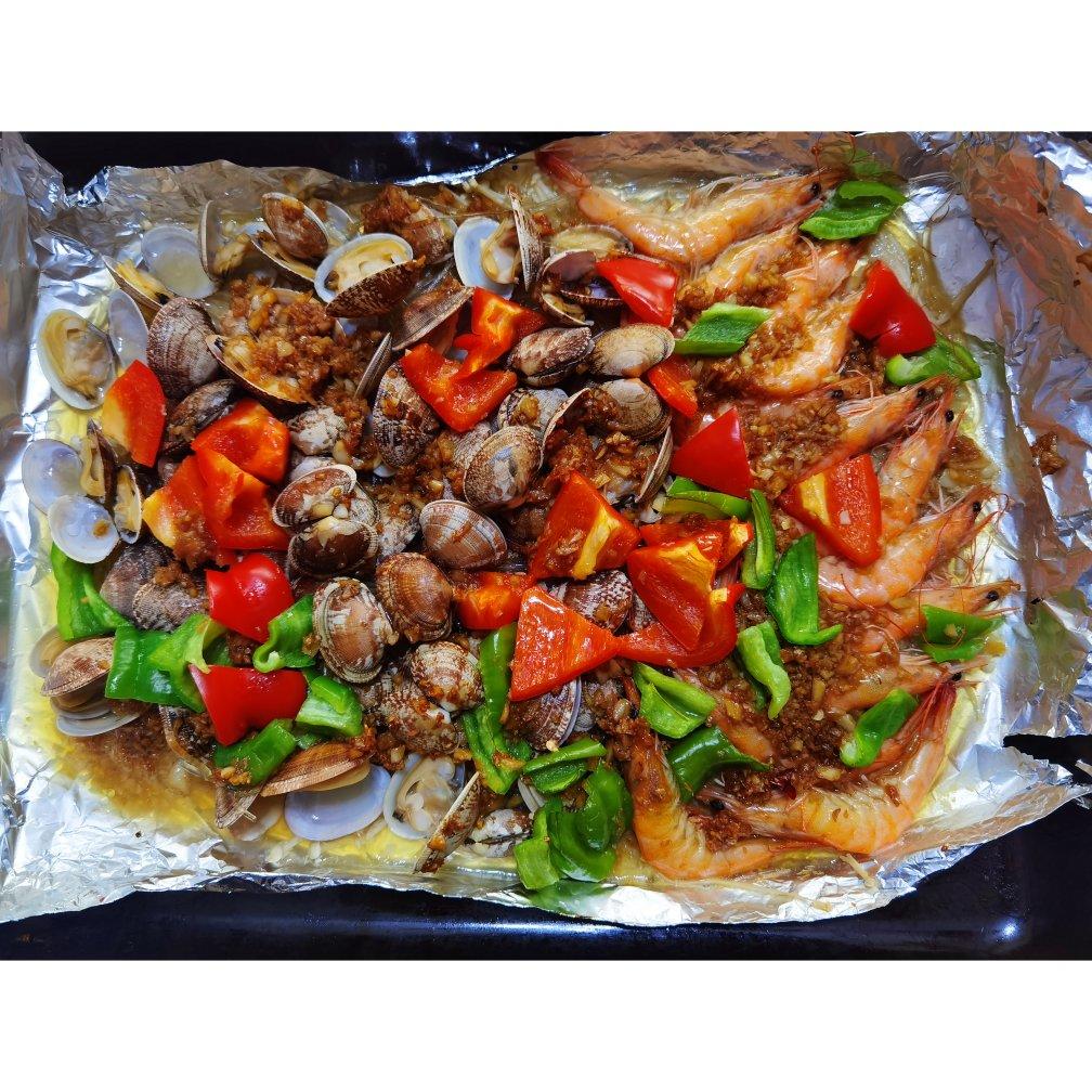 蒜蓉粉丝烤花蛤虾（烤箱版）