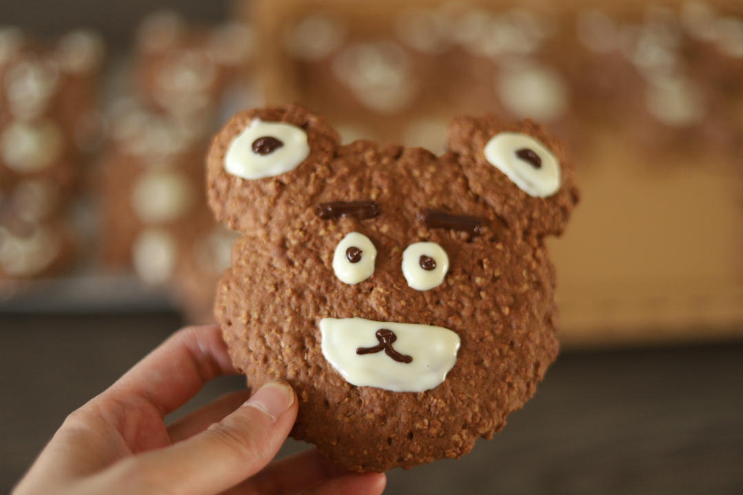 超可爱又好吃的草莓熊曲奇🍓全麦低卡，无模具