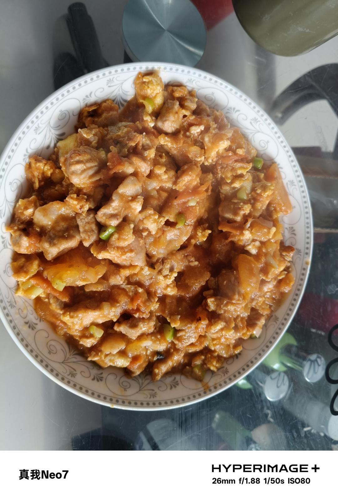 番茄肉片炒鸡蛋