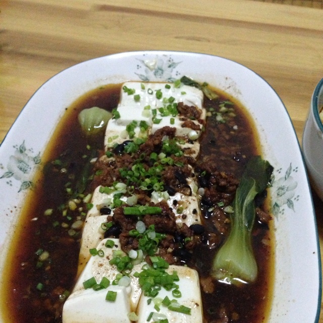 香辣肉末蒸豆腐