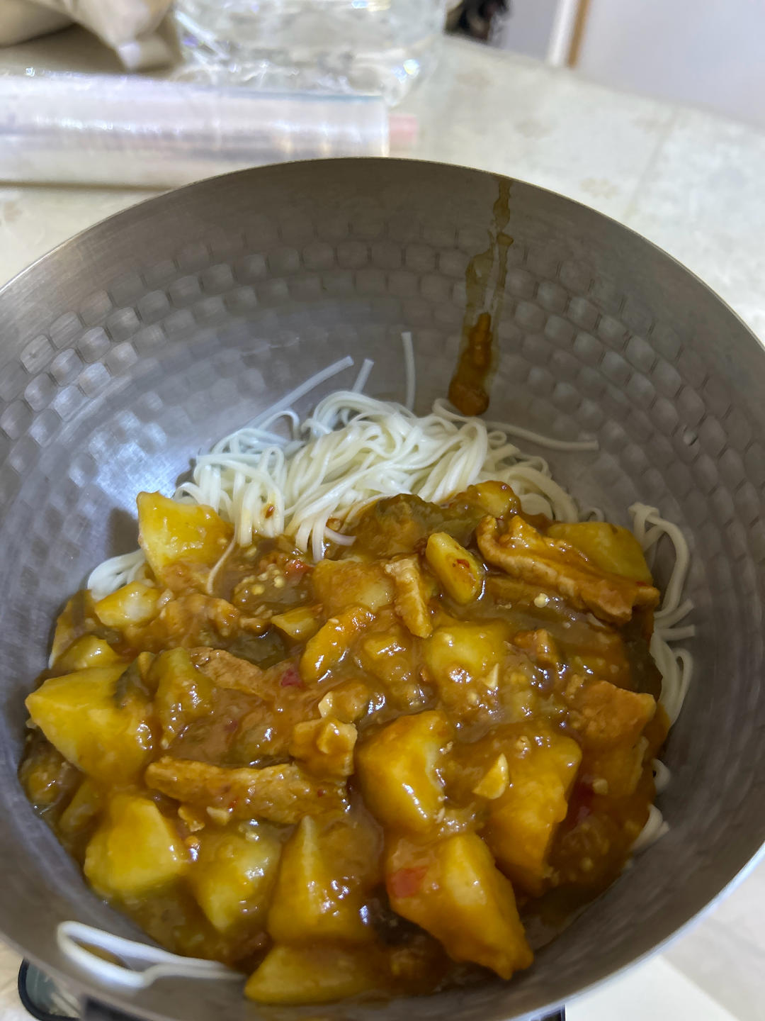 五花肉茄子炖土豆