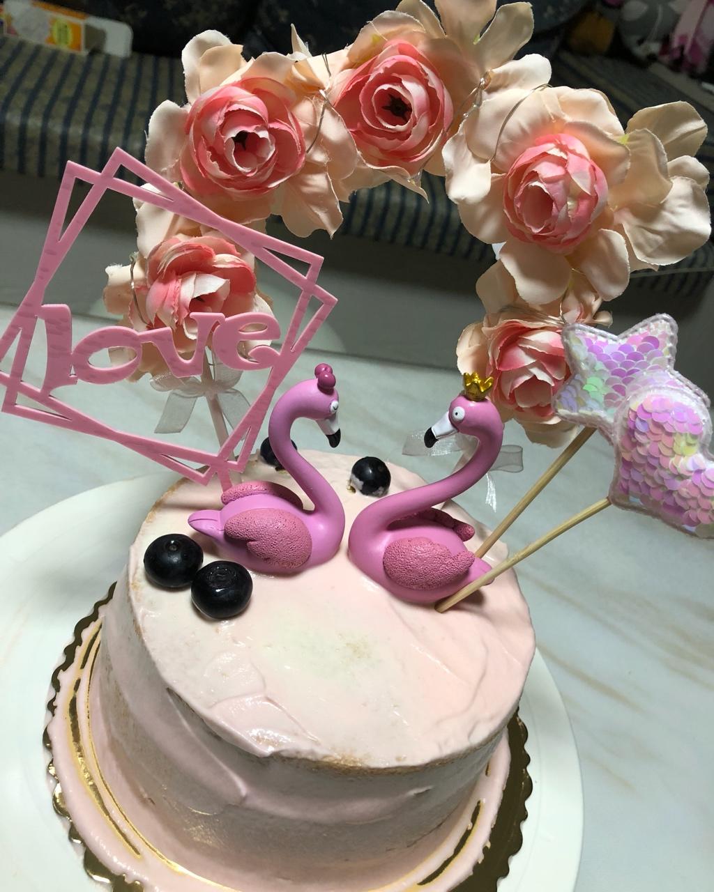 鲜花火烈鸟蛋糕