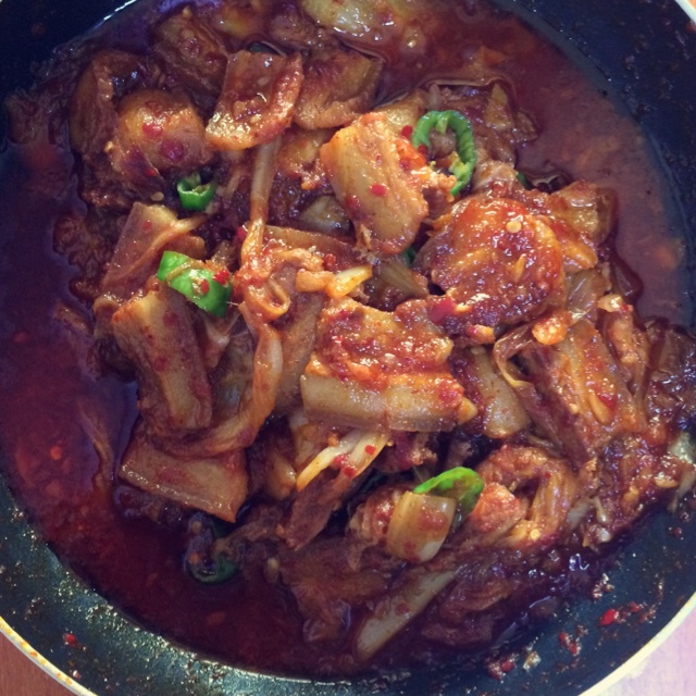 辣白菜炒五花肉