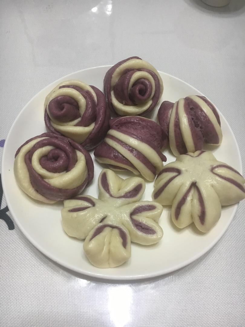 紫薯玫瑰花馒头