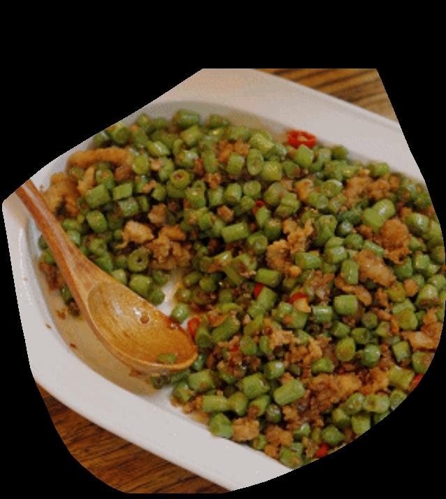 长豆角炒肉沫