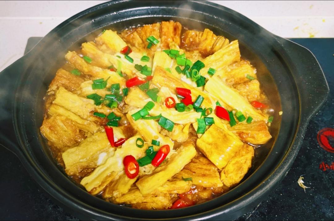 焖炒腐竹煎蛋