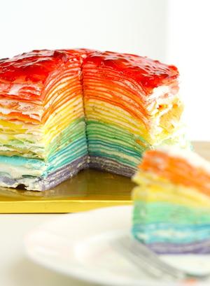 彩虹千层蛋糕 彩虹可丽饼(Mille Crepe Cake)的做法 步骤16