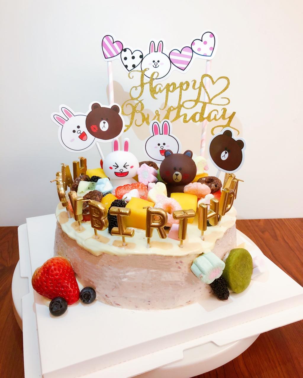 少女心布朗熊可妮兔马卡龙色可爱晕色蛋糕