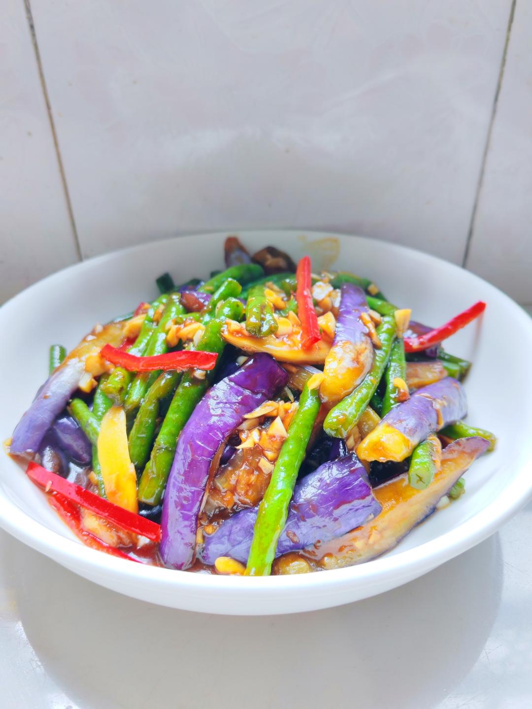 下饭好搭档—茄子炒豆角