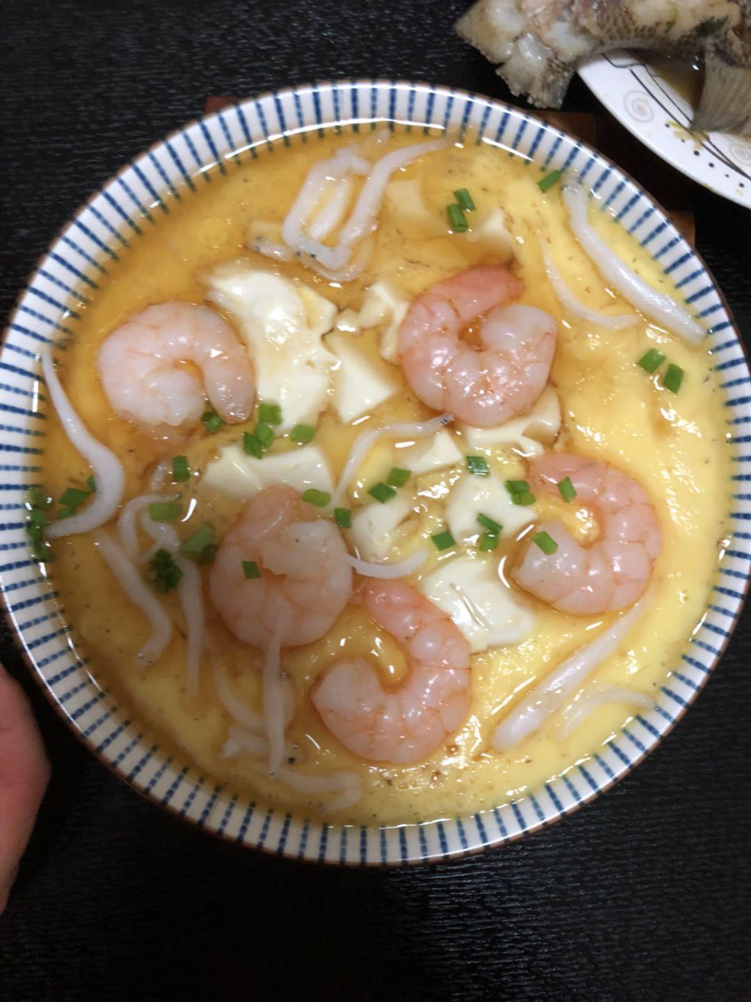 虾仁豆腐蒸水蛋