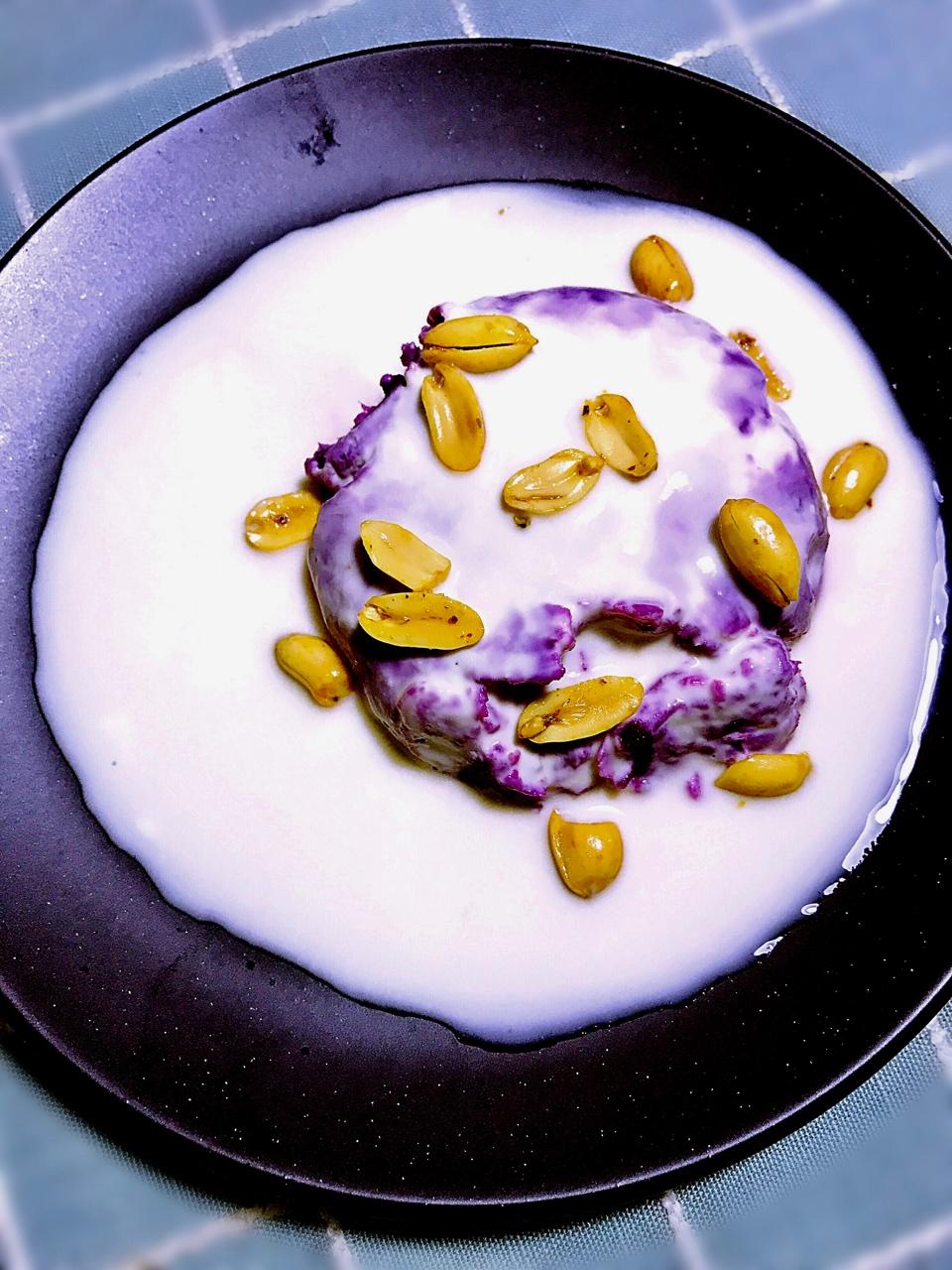 【酸奶果仁紫薯泥】简易甜点 瘦身健胃