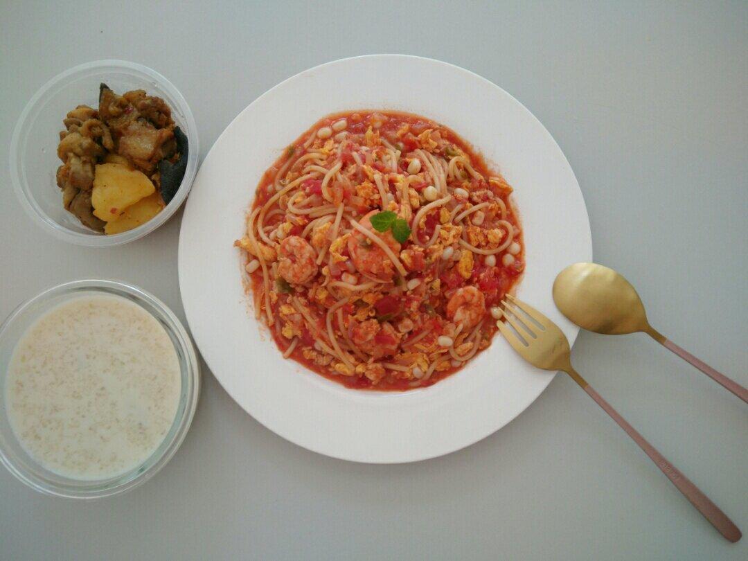 （完胜必胜客的）番茄肉酱意大利面～
