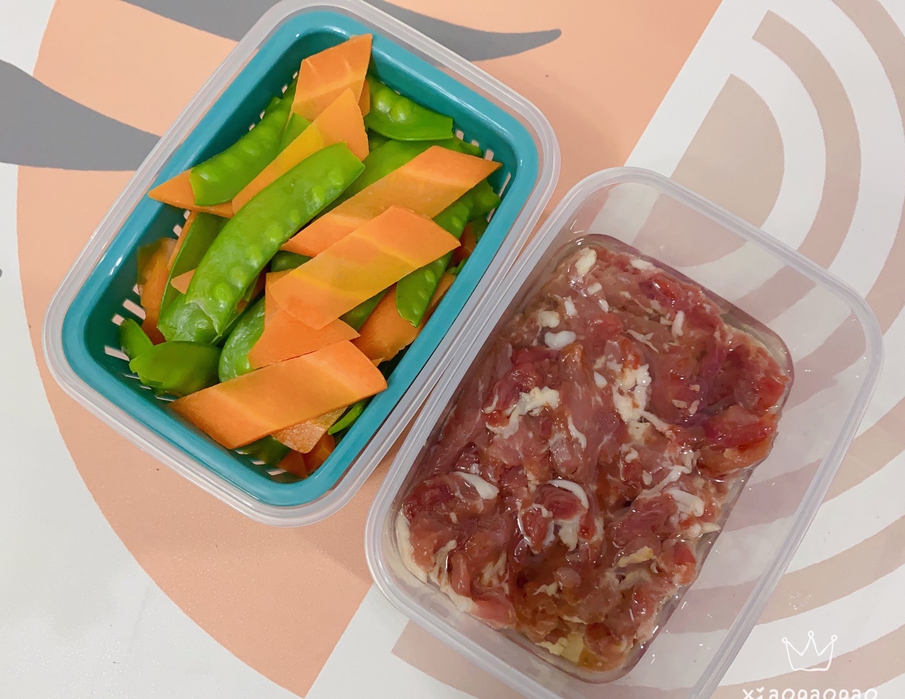 荷兰豆🥕胡萝卜炒肉的做法 步骤1