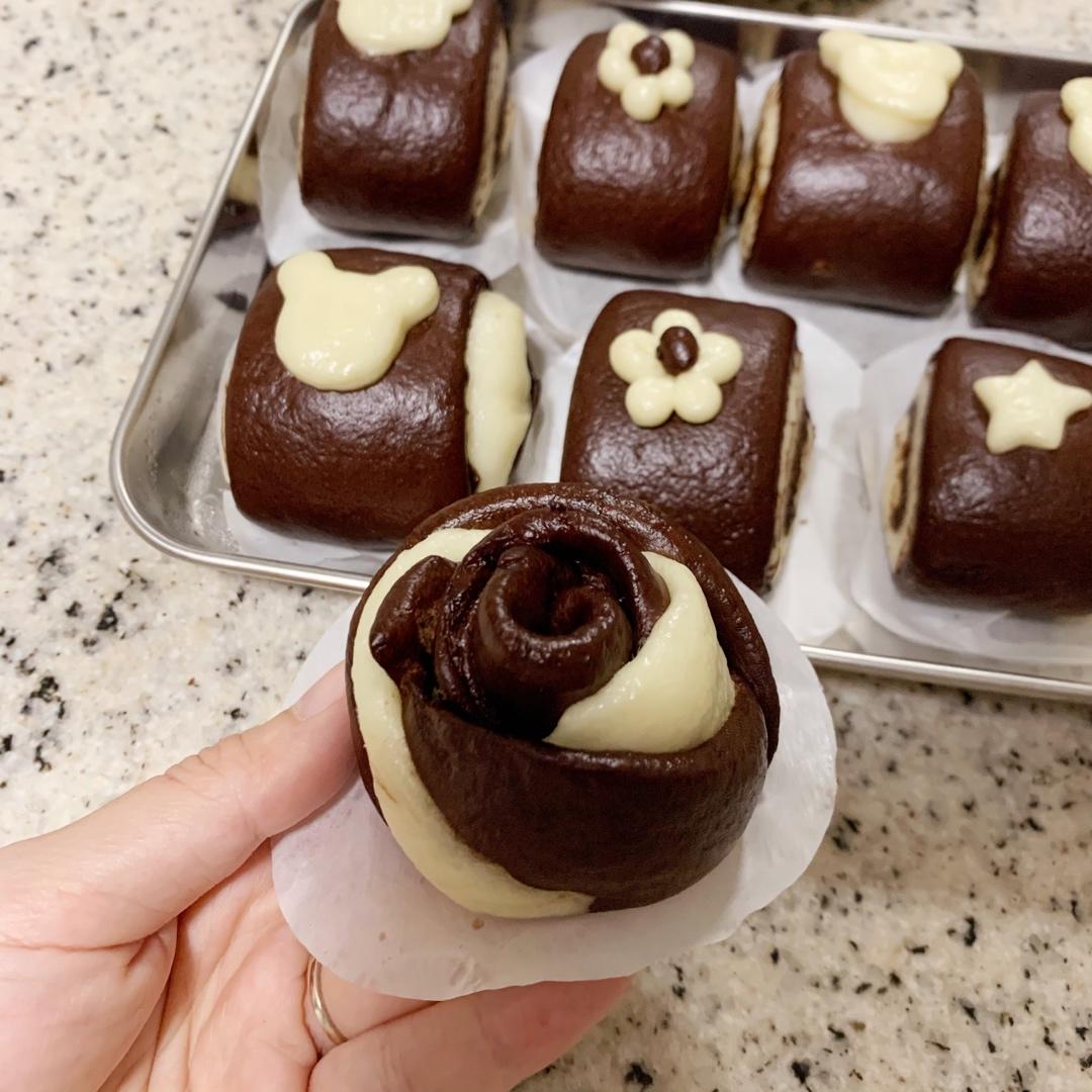 可可双色馒头