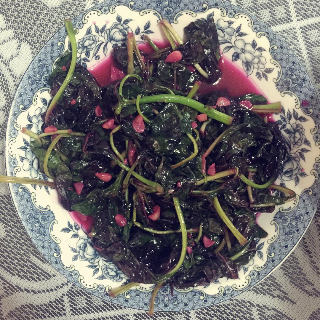 蒜炒红米苋