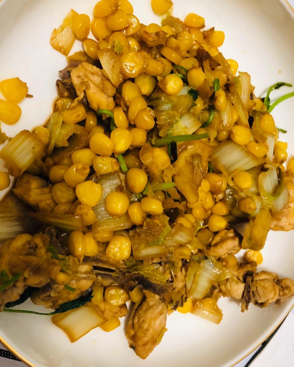 黄瓜玉米炒鸡肉丁