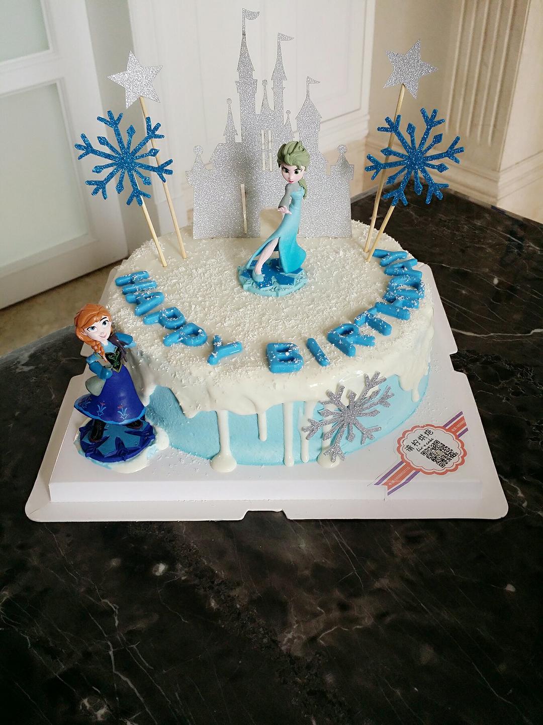 冰雪奇缘主题双层蛋糕--Frozen艾莎