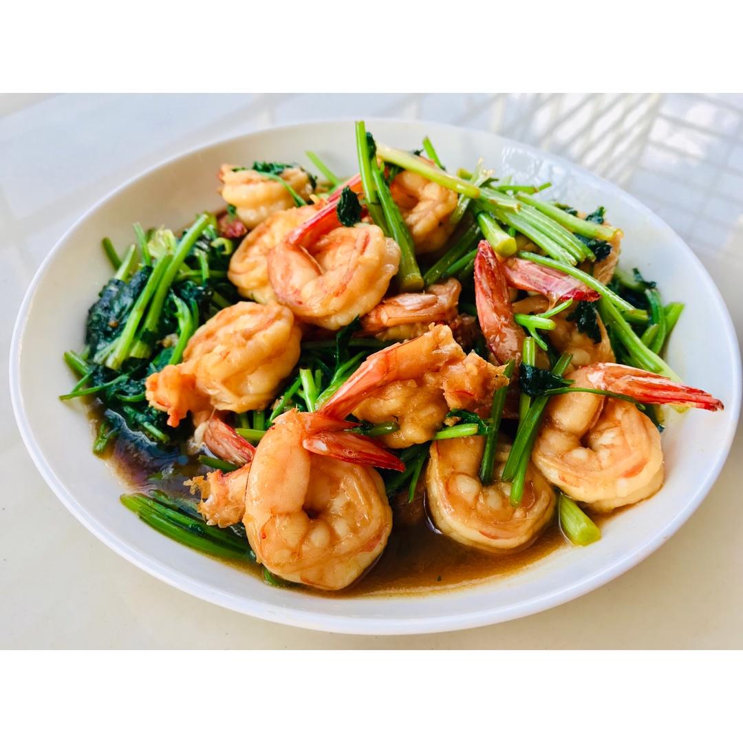 香菜炒虾