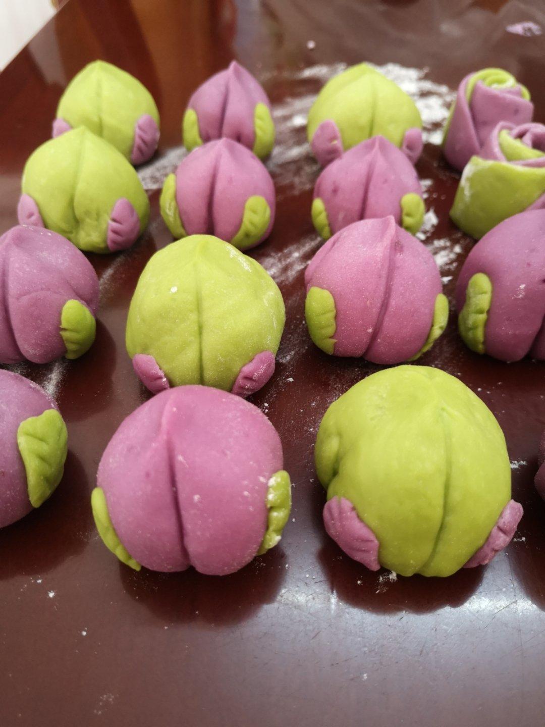 天然果蔬粉、寿桃（造型馒头/桃子馅儿包子）