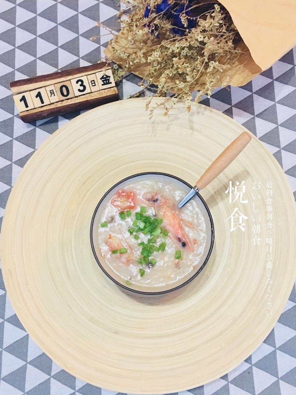 香菇鲜虾粥（鱼汤版）