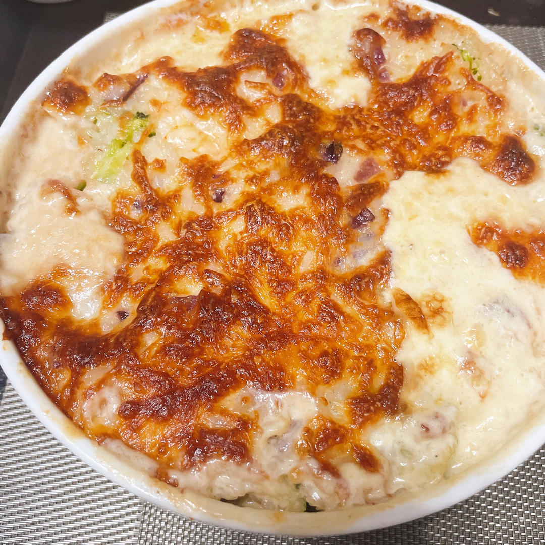 🧀🥦🍚🍤🥓白汁芝士海鲜焗饭（孩子们超爱）