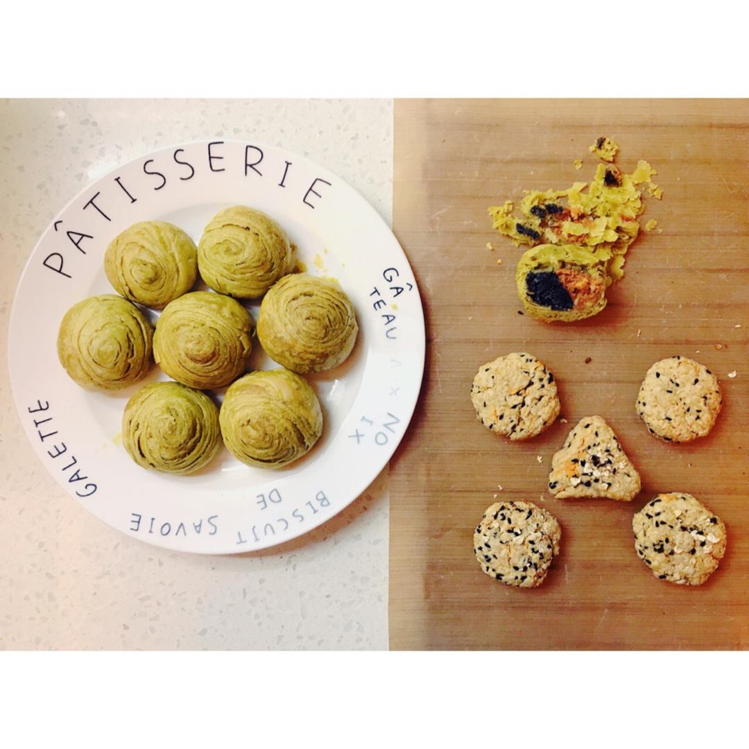 蛋黄酥~紫薯、抹茶、原味~花好月圆，中秋快乐~内附一次做六色蛋黄酥方法~