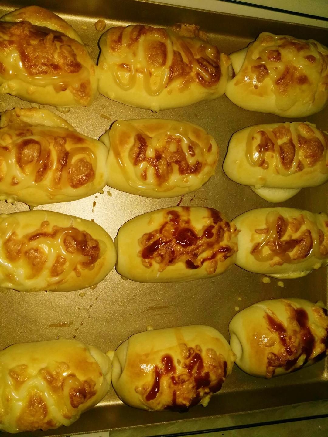 火腿肠早餐面包（一次发酵法）