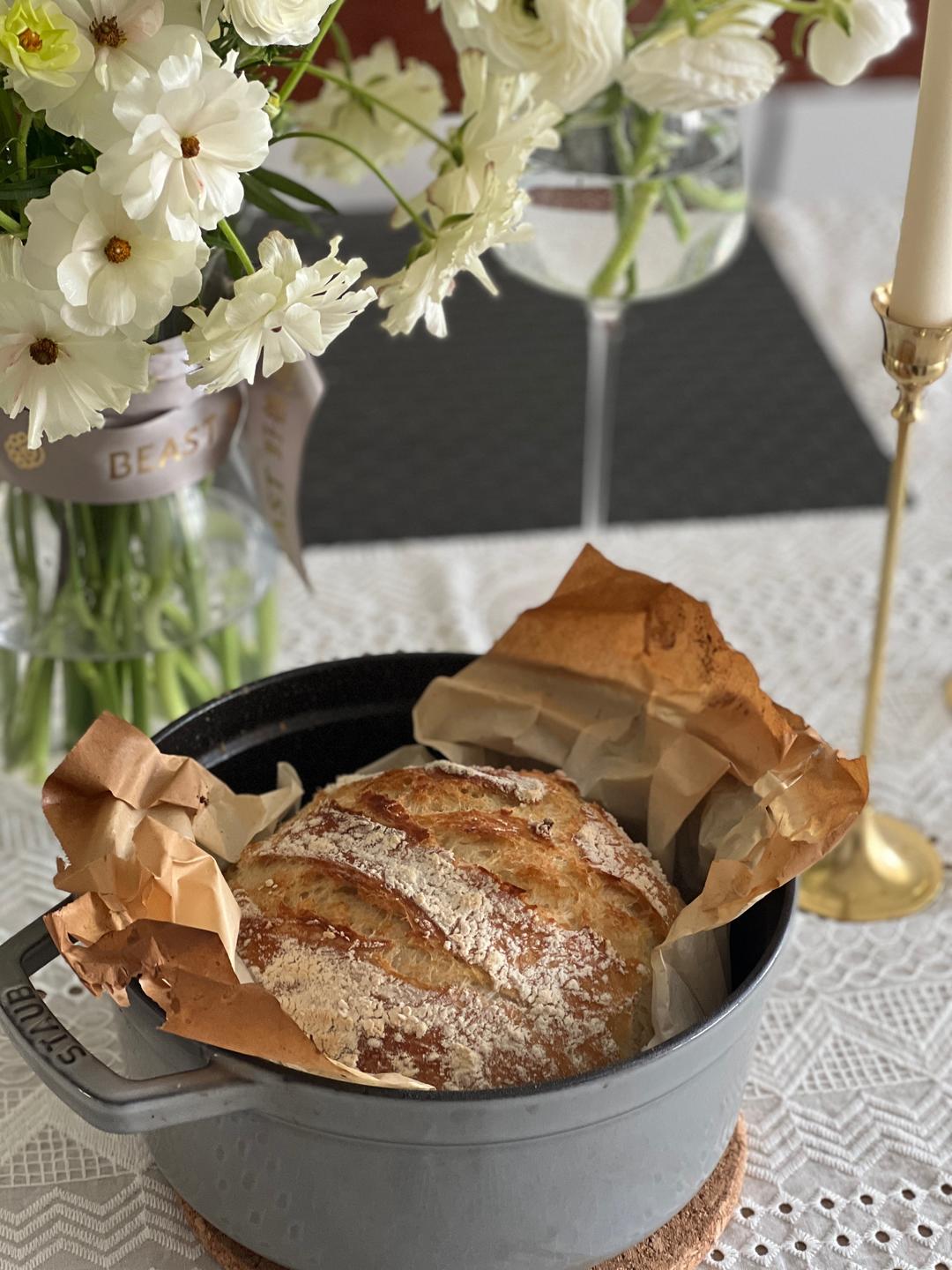 免揉铸铁锅欧包的做法