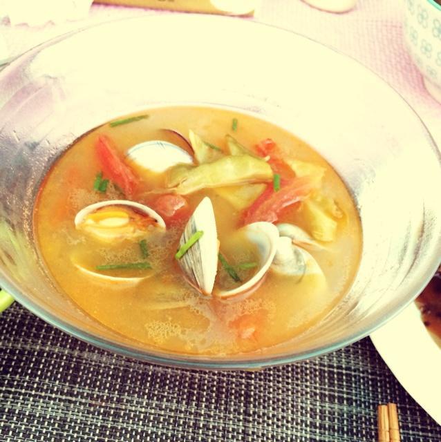 榨菜番茄蛤蜊汤的做法