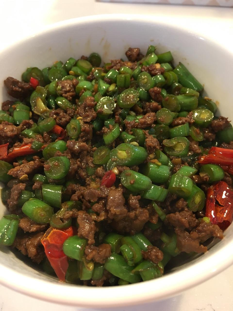 肉沫豆角下饭菜