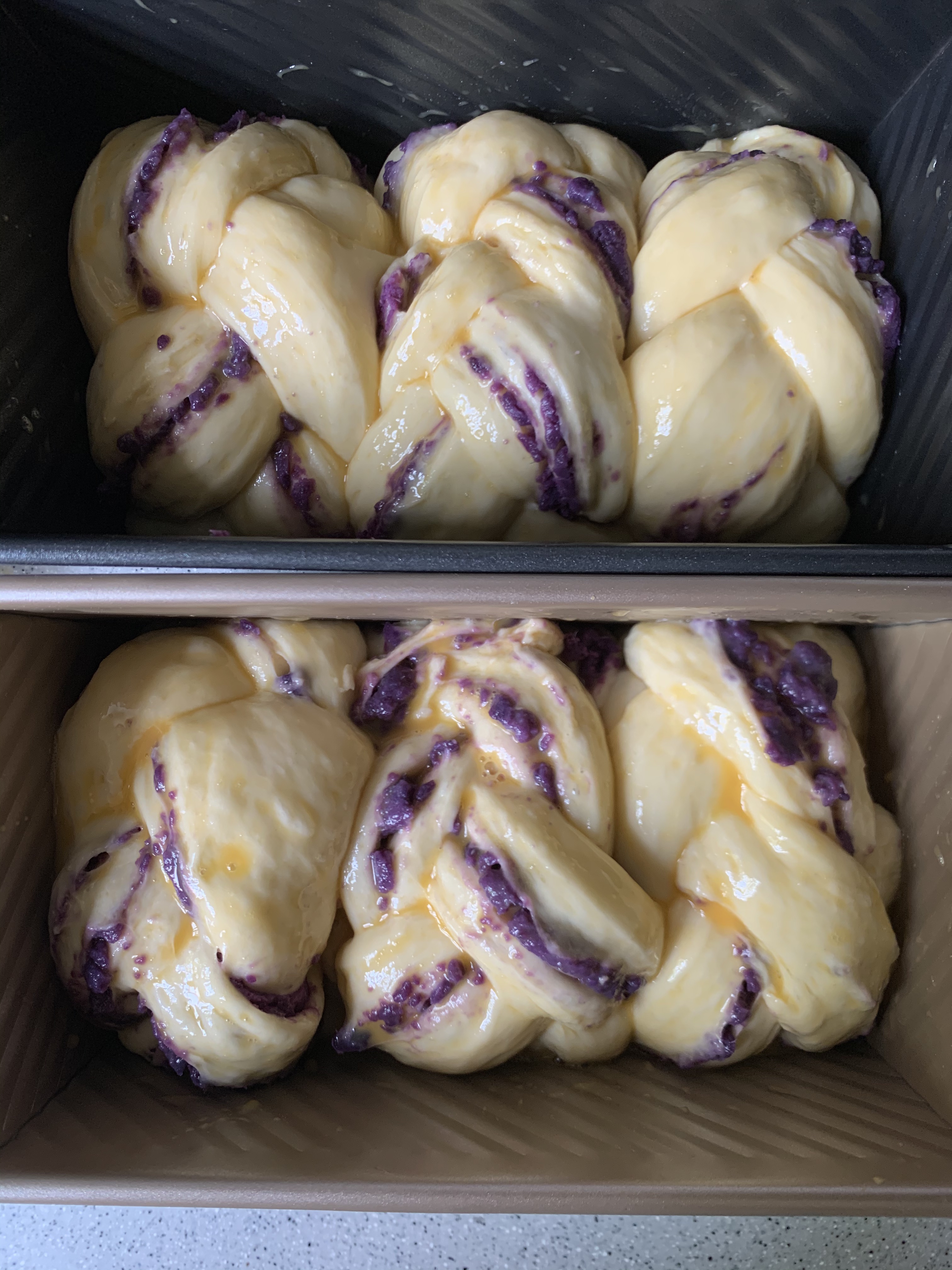 颜值与口味兼备的紫薯雪山吐司（面包机懒人版）的做法 步骤23