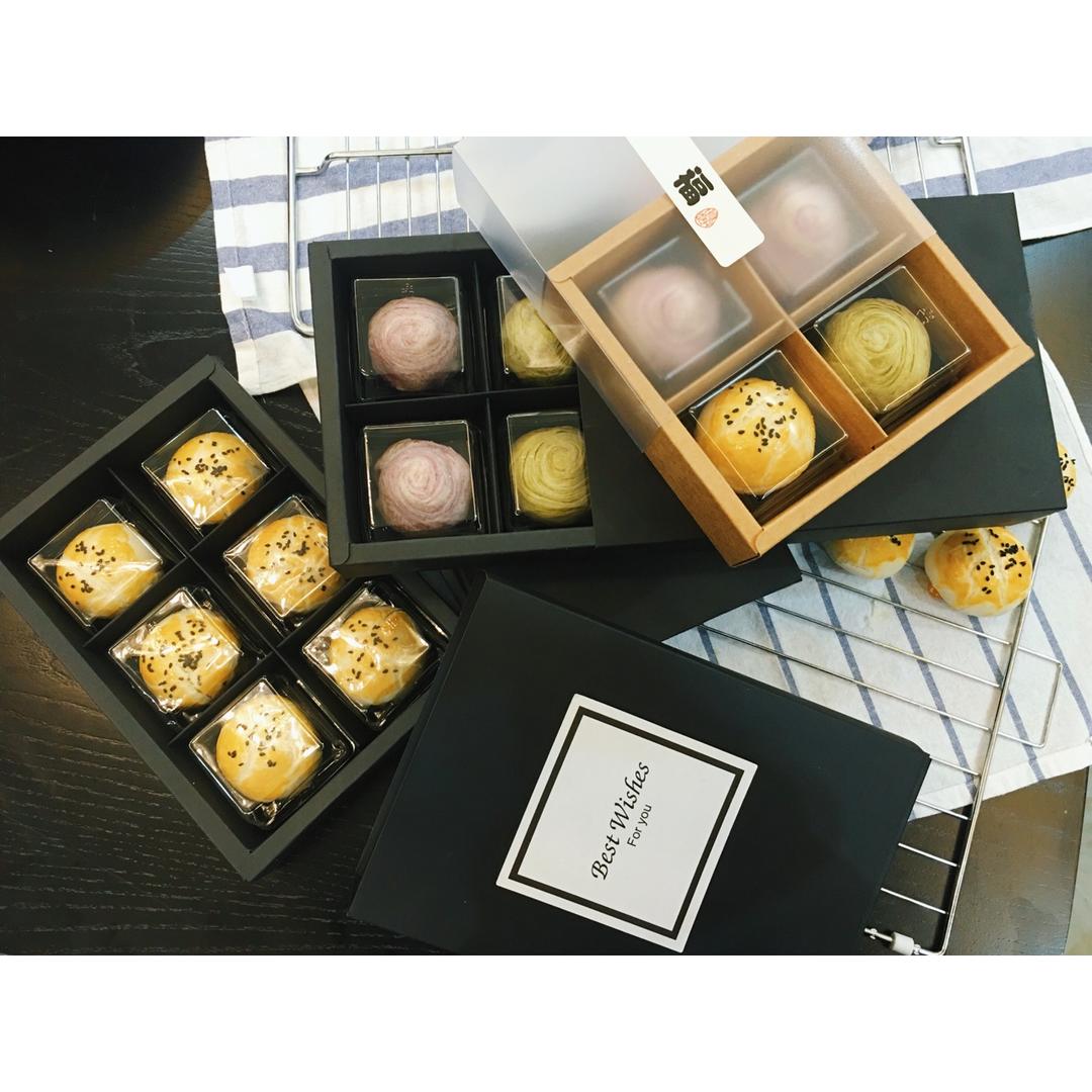 蛋黄酥~紫薯、抹茶、原味~花好月圆，中秋快乐~内附一次做六色蛋黄酥方法~