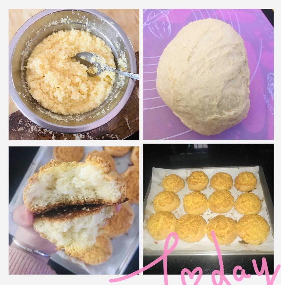 椰蓉面包（不用厨师机也能做面包，附手揉视频）