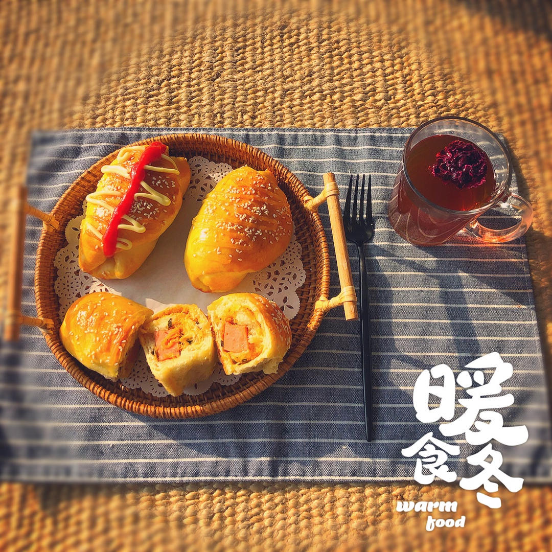 火腿肠早餐面包（一次发酵法）