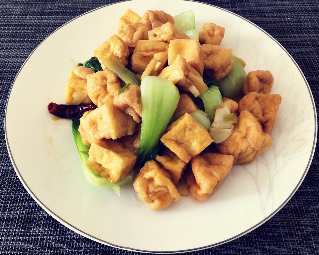 油菜炒油豆腐的做法