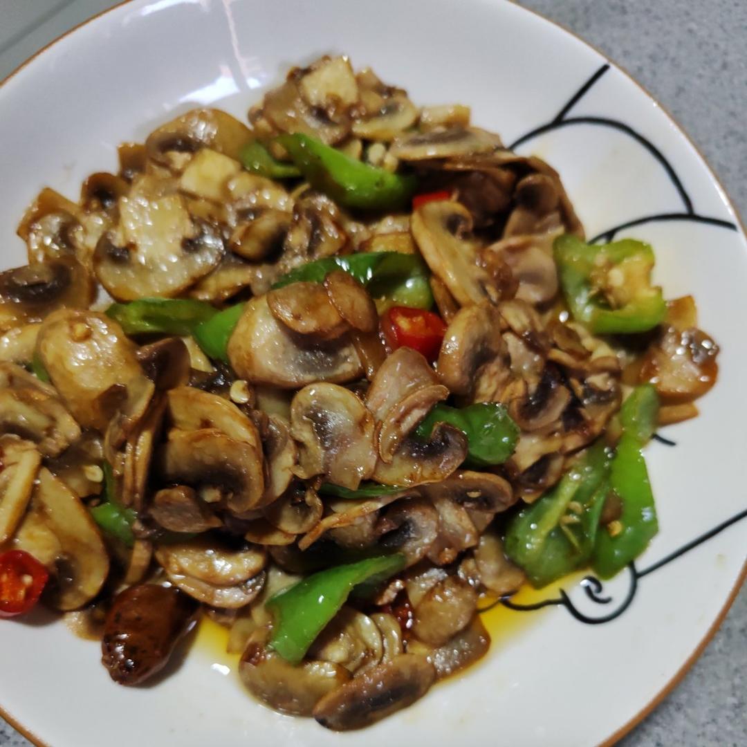 素炒鲜口蘑（白蘑菇），快手家常菜