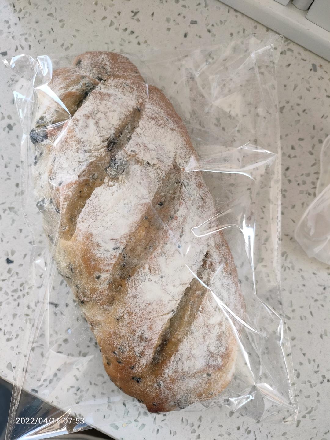 🥖黑芝麻蔓越莓面包｜无油糖无需揉面🉑